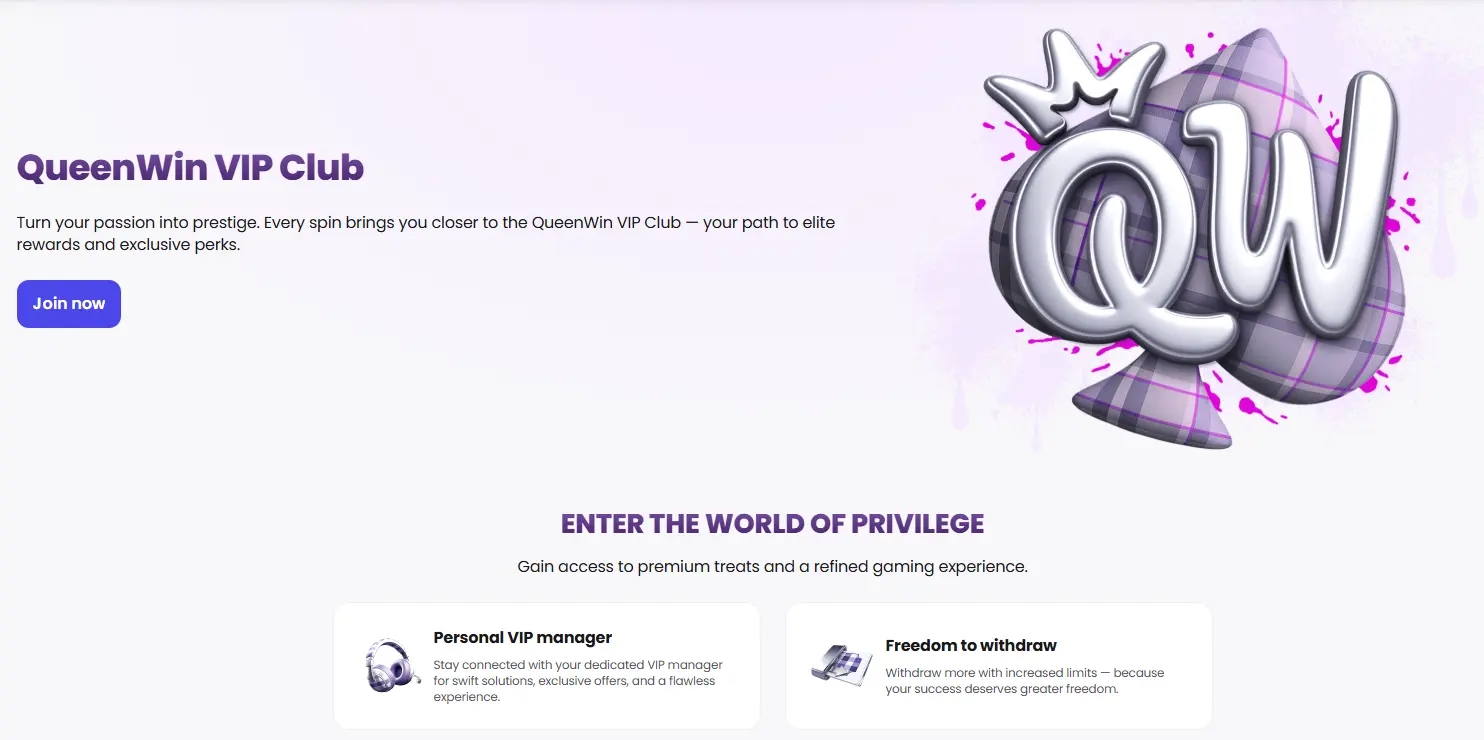 Queenwin Casino VIP tiers and weekly cashback